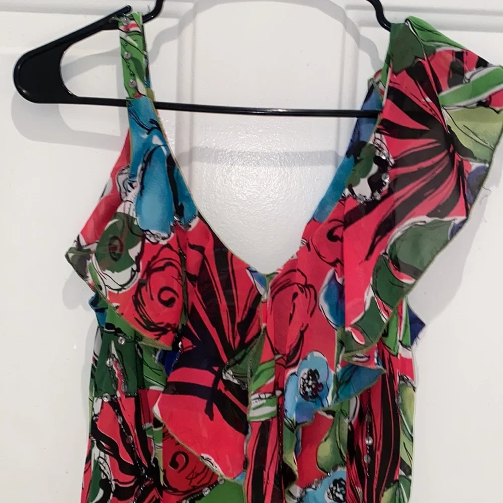 Vintage Signature by Robbie Bee Colorful Floral Pattern Midi Dress - Picture 3 of 8